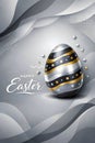 Luxury Easter Egg Design With Gold Accents On Soft Abstract Grey Waves Royalty Free Stock Photo