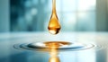Elegant Liquid Drop Creating Mesmerizing Golden Ripple Effect in Minimalist Makro Scene Royalty Free Stock Photo