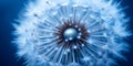 Delicate Blue Dandelion Seed Head Captured In Soft Dreamlike Macro Lighting For Serene Nature Atmosphere Royalty Free Stock Photo