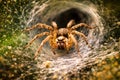 Spider Inside Web Tunnel Showing Intricate Web Structure And Hunting Behavior Royalty Free Stock Photo