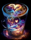 Neon Watercolor Latte Art, Made with Generative AI