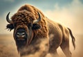 Majestic bison in a prairie landscape.