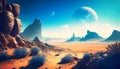 Majestic Desert Planet in Sistal, Made with Generative AI