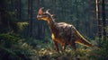 AI-generated majestic dinosaurs in a prehistoric landscape. Raptor. Vivid colors and intricate details bring these