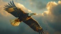 Majestic eagle soaring in the sky, showcasing freedom. Evokes serenity, wildlife beauty. Perfect for nature themes. AI