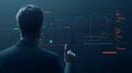 AI-generated Man Analyzing Digital Futuristic Display Royalty Free Stock Photo