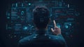 AI-generated Man Analyzing Futuristic Data Screen Royalty Free Stock Photo