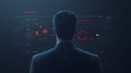 AI-generated Man Analyzing Futuristic Digital Data Screen Royalty Free Stock Photo