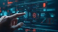 AI-generated Man Finger Touching Digital Data Screen Royalty Free Stock Photo