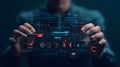 AI-generated Man Interacting With Digital Futuristic Interface Royalty Free Stock Photo