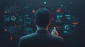 AI-generated Man Interacting With Futuristic Digital Data Interface Royalty Free Stock Photo
