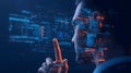 AI-generated Man Interacting Futuristic Digital Interface Data Royalty Free Stock Photo