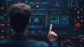 AI-generated Man Interacting With Futuristic Digital Interface Royalty Free Stock Photo