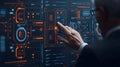 AI-generated Businessman Interacting With Futuristic Digital Interface Royalty Free Stock Photo
