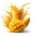 AI generated Mangos juices splash Isolated on a white background.