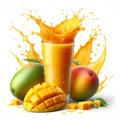 AI generated Mangos juices splash Isolated on background