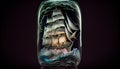 The Sunken Ship in a Bottle: An AI-Generated Dramatic Portrait of Desolation