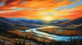 Majestic Yukon: Impressionist Symphony Along the Flowing River