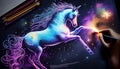 Majestic Neon Watercolor Unicorn, Made with Generative AI