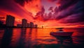 Surreal Sunset in Waikiki, Honolulu, Hawaii, and Made with Generative AI Royalty Free Stock Photo