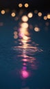Mesmerizing Neon Galaxy Reflection on Glimmering Water Surface.