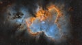 AI generated mesmerizing view of cosmic clouds of gas and dust illuminated by starlight in space
