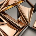 AI generated metallic triangular shapes twisting into reflective vortex creating dynamic abstract structure Royalty Free Stock Photo