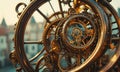 A clock made of gears is displayed in the image. Royalty Free Stock Photo