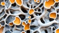 AI-generated Microscopic View Bone Structure Orange Cells Royalty Free Stock Photo
