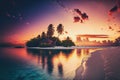 Ai generative maldives sunset illustration