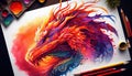 Fiery Dragon Illustration, Made with Generative AI