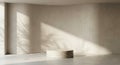 AI-generated Minimal Beige Studio Podium with Soft Natural Light and Plant Shadows Royalty Free Stock Photo