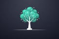 AI generated minimal white technology tree with teal digital canopy and circuit branches representing data growth cloud computing Royalty Free Stock Photo