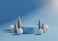 AI generated. Minimalist Christmas Pedestal with Ornaments and Trees Royalty Free Stock Photo
