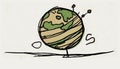 Minimalist Earth Doodle: A Playful Depiction of Sustainability, Made with Generative AI