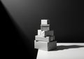 AI generated. Stack of Gray Gift Boxes on White Surface with Shadow Royalty Free Stock Photo