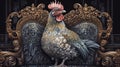 Royal Hen on Velvet Cushion, Made with Generative AI