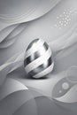 Minimalist Metallic Easter Egg On Abstract Silver And Grey Background Royalty Free Stock Photo