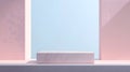 AI-generated Minimalist Pink Podium Display with Soft Light and Shadows Royalty Free Stock Photo