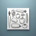 AI Generated Minimalist Vegetable Line Art on White Tile Royalty Free Stock Photo