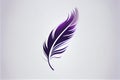 AI generated minimalistic logo icon with isolated purple feather