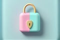 Mint color padlock with heart shaped lock - AI generated love concept background wallpaper Royalty Free Stock Photo