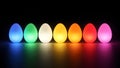 Modern Glowing Easter Eggs In Vibrant Neon Colors On Black Background Royalty Free Stock Photo