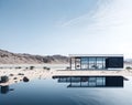 Ai generated modern home with a stunning pool oasis in the heart of the desert