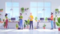 AI generated of Modern open-plan workplace with people and lots of plants Royalty Free Stock Photo