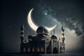Ai generated mosque and crescent moon