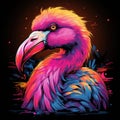 A neon flamingo with a retro twist, striking a pose that captures the elegance and playfulness by AI generated