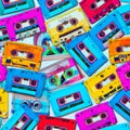 AI-generated Nostalgic Cassette Tape Medley: 90s Retro Pattern Royalty Free Stock Photo