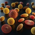 Of AI-generated objects resembling pollen grains is displayed Royalty Free Stock Photo
