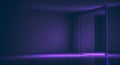 Ai generated an open door in a dimly lit room with purple accent lighting
